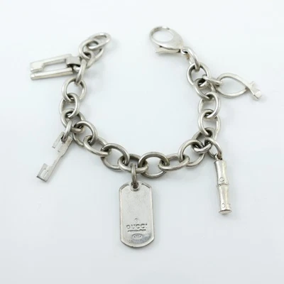 VINTAGE GUCCI DOG TAG CHARM BRACELET STERLING SILVER HALLMARKED - Image 1 of 4