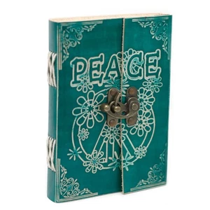Leder Notizbuch Green Peace – Tagebuch mit Schloss, handgefertigt Unikat - Bild 1 von 10