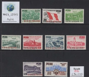 WC1_28505. PERU'. 1951 Anniv. UPU Air Set. Sc. C94-C102. MNH - Bild 1 von 1