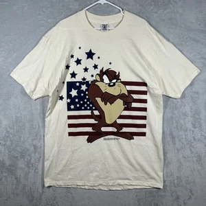 Vintage Taz Looney Tunes American Flag T Shirt Made In USA 1997 Stars Stripe XL - Picture 1 of 8