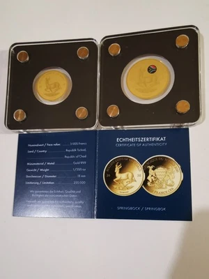 2 Goldmünzen .999 Feingold 1/500 oz, Springbock 2020 + 2021 - Bild 1 von 4