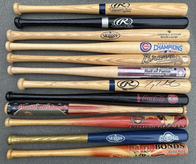Lot Of 12 Different Souvenir MINI WOOD 18" BASEBALL BATS Collection of Various - Image 1 of 4
