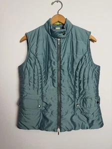 Chaleco acolchado Sigrid Olsen para mujer azul verdoso sin mangas cremallera completa talla mediana de golf - Imagen 1 de 8