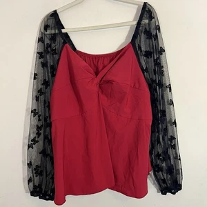 Shein Curve Top Lace Mesh Butterfly Red Black 4XL Womens Whimsigoth Dark Fairy - Picture 1 of 8