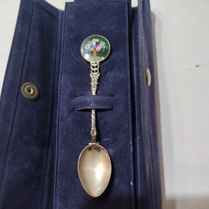 Millefiori Murano Glas Italien 4" Vintage Souvenir Löffel Sterling 925 Silber - Bild 1 von 9
