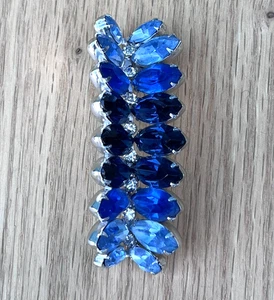 Collana Vintage Kramer of New York NY Strass Blu Argento Pietra Ciondolo Rara - Foto 1 di 9