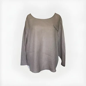 Linen Laundry UK 16 Beige Linen Blouse Long Sleeve 100% Linen Lagenlook - Picture 1 of 10