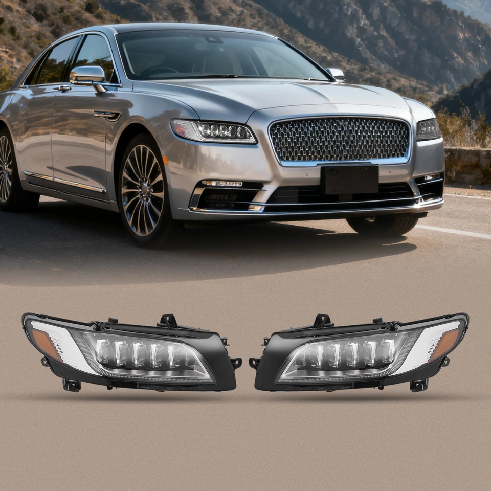 For 2017-2020 Lincoln Continental Full LED Headlights Non-AFS Headlamps Pair Set Foto 1 de 4