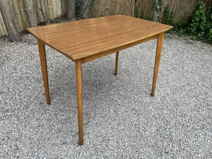 Vintage Mid Century Modern Teak Formica Top 4-6 Seater Dining Bistro Table 2A - Picture 1 of 17