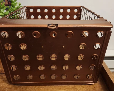VTG 1960 Androck Washburn Company Wire Locker Basket  Storage Decor Copper Color Cover