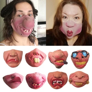 Half Face Comedy Funny People Face Mask Stag Hen Latex Party Masks Masquerade UK - Picture 1 of 34
