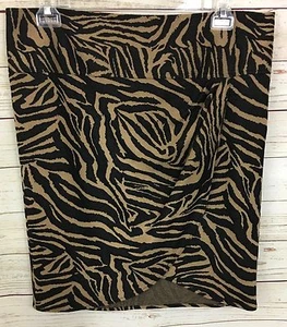 Lane Bryant Brown Black Zebra Animal Print Tulip Hem Skirt Size 16 - Picture 1 of 4