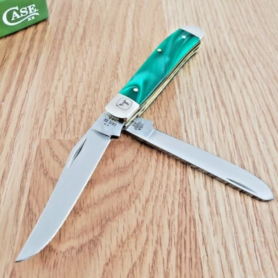 Cuchillo de Bolsillo Case XX John Deere Mini Trapper Hojas de Acero Inoxidable Mango Kirinita Foto 1 de 4