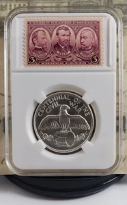 1961 Bürgerkrieg Hundertjahrfeier Silber Heraldik Kunst Medaille mit Briefmarken - schön! W6 - Bild 1 von 10