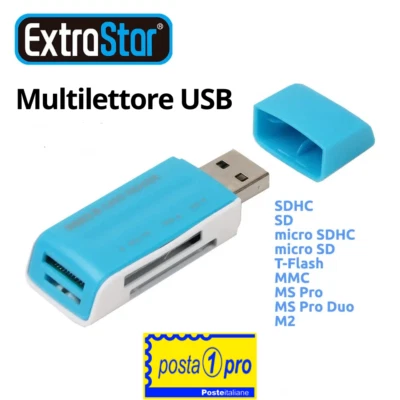 Lettore HUB USB 2.0, Lettore memoria USB, Splitter USB SB MICRO SD SDHC SDHC RS - Immagine 1 di 4