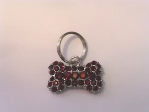 Dark Red Crystal "Puffed" Bone Shaped Charm, Double-Sided, January Birthday, New - Picture 1 of 2