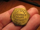 New ListingVintage Us Trade Token Clintonville Wisconsin Crystal Fountain Dairy 1 Qt. Milk