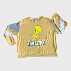 Looney Toons Sweatshirt Damen Junior XXL Tweety Bird 90’s Yellow Varsity - Bild 1 von 8