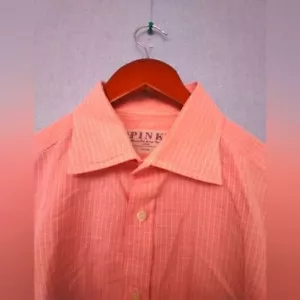 Thomas Pink Classic Pink Striped Button-Down Dress Shirt Professional Business - Picture 1 of 4