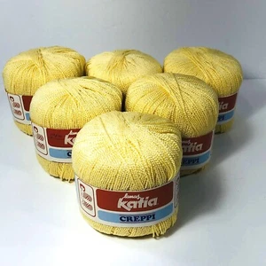 Vintage Katia Yarn Creppi Yellow 4741 Crinkle Texture Acrylic Blend Bag of 6 - Picture 1 of 6