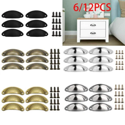 6/12Pcs Cup Pull Shell Handles Half Moon Kitchen Cupboard Cabinet Door Draw Knob - Image 1 of 4