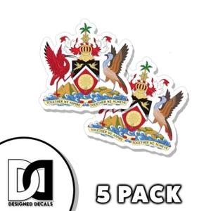 Calcomanías autoadhesivas autoadhesivas escudo de armas de Trinidad y Tobago bandera de 3 pulgadas 5pk - Imagen 1 de 3