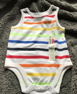 Baby Boy Girl Tank Romper Infant Sleeveless Bodysuit One-Piece Stripe Outfit - Picture 1 of 3