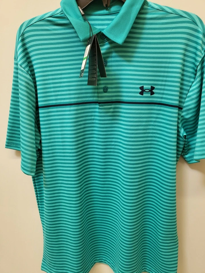 Under Armour Playoff Golf Polo Shirt Mens Size Small Coral Striped