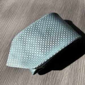 Bellissimo Men’s Light Blue & Silver Patterned 100% Silk Neck Tie - Picture 1 of 16