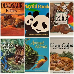 Lot Of 6 National Geographic Books Playful Pandas Lion Cubs Zoo Dinosaur Pop Up - Picture 1 of 15