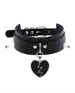 NUEVA Gargantilla Ajustable SuzyWan Deluxe Breakin Hearts Negra - Imagen 1 de 3