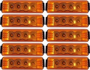 4x1" Amber Trailer Side Marker Clearance Lights 4 LED 12V Surface Mount [10x] - Picture 1 of 1