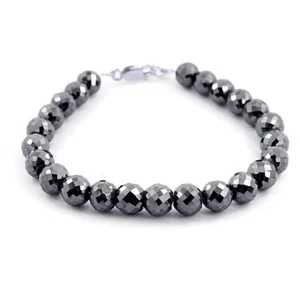 Black Diamond Bracelet 8 mm 7.5 Inch Carbonado Earth Mined Quality AAA Certified - Picture 1 of 4