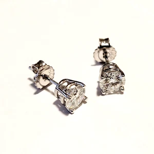 1.60 Carat Moissanite Stud Earrings in 925 Sterling Silver (Charles & Colvard)  - Picture 1 of 6