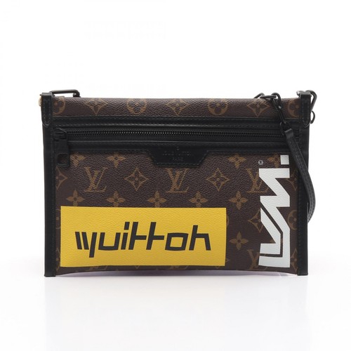 LOUIS VUITTON（LV） Borsa a tracolla Louis Vuitton Flat Messenger M44641 Monogram Denim Marrone usata LV