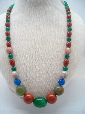 Collana con AGATE e DIASPRO con chiusura in argento 925 - girocollo pietre dure - Immagine 1 di 4