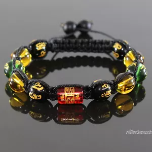 Energie Glücksbinger Shamballa Tibet Mantra Onyx Perle mit Gravur Armband - Bild 1 von 1