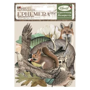 Stamperia EPHEMERA - FOREST - 300GR - ADHESIVE CARDSTOCK, Fox, Squirrel, Bear - Picture 1 of 2