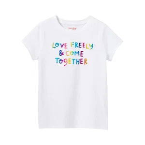 Girls Love Freely Short Sleeve Graphic T Shirt Cat & Jack White Size M - Picture 1 of 1