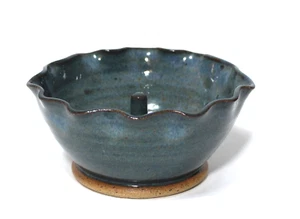 Apple Baker Artist Signed Blue Pottery with Ruffled Edge - Picture 1 of 6