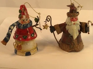2 Stück Christbaumschmuck Schneemann & Weihnachtsmann handbemalte Dose, sehr detailliert - Bild 1 von 4