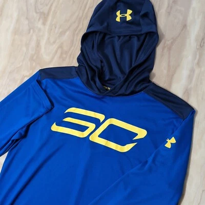 BOYS’ UNDER ARMOUR SC 30 SHOOTING SHIRT, BLUE/NAVY/YELLOW, SIZE YOUTH XL - Image 1 of 4
