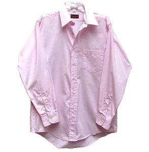 Mens Pink Button Up Dress Shirt Polyester Blend Dunne Cole Size 16 32/33 EUC - Picture 1 of 8