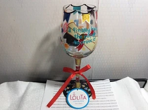 LOLITA “I’M A GRAD” WINE GLASS New in tube box 15 OZ Hand-painted with recipe - Picture 1 of 8
