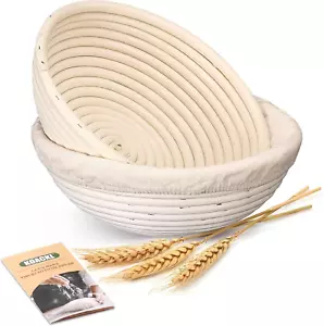 Sourdough Bread Baking Supplies, Bakery Premium round Bread Banneton Basket 2 Pa - Picture 1 of 12