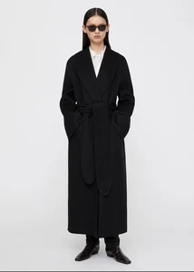 Abrigo midi de lana doble negro para mujer TOTEME - Imagen 1 de 12