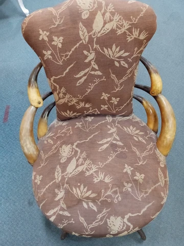 1880s Buffalo Horn Chair Elk Horn Legs Original Upholstery Cover