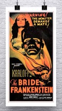 Bride of Frankenstein Vintage Horror Movie Poster Canvas Giclee Print 17x30 in.