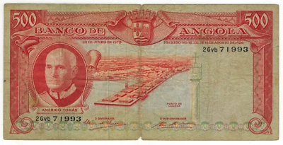 Angola Banknotes 500 ESCUDOS 1970 VG 71993 - Image 1 of 2