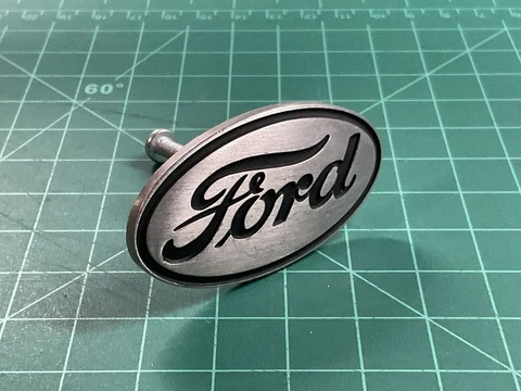 Ford Motors Drawer Cabinet Knob Pulls Brushed Metal with Black Lettering - One Cover